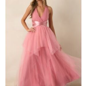 Red dress boutique graceful movements rose maxi dress tulle dress size S
